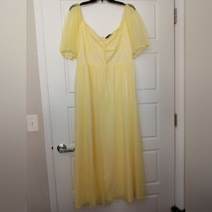 New yellow polka dot sheer statement sleeve dress plus size 1X